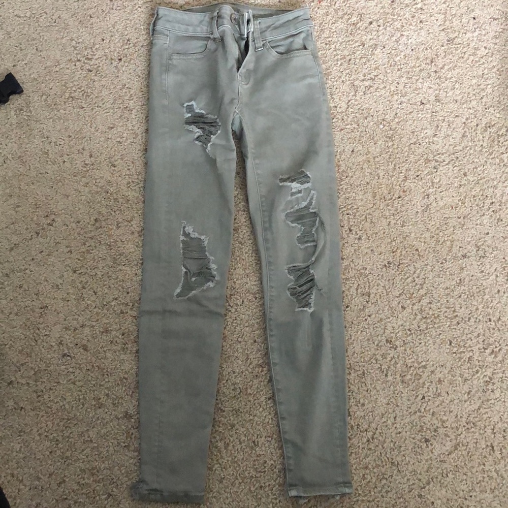 Sage green american eagle jeans